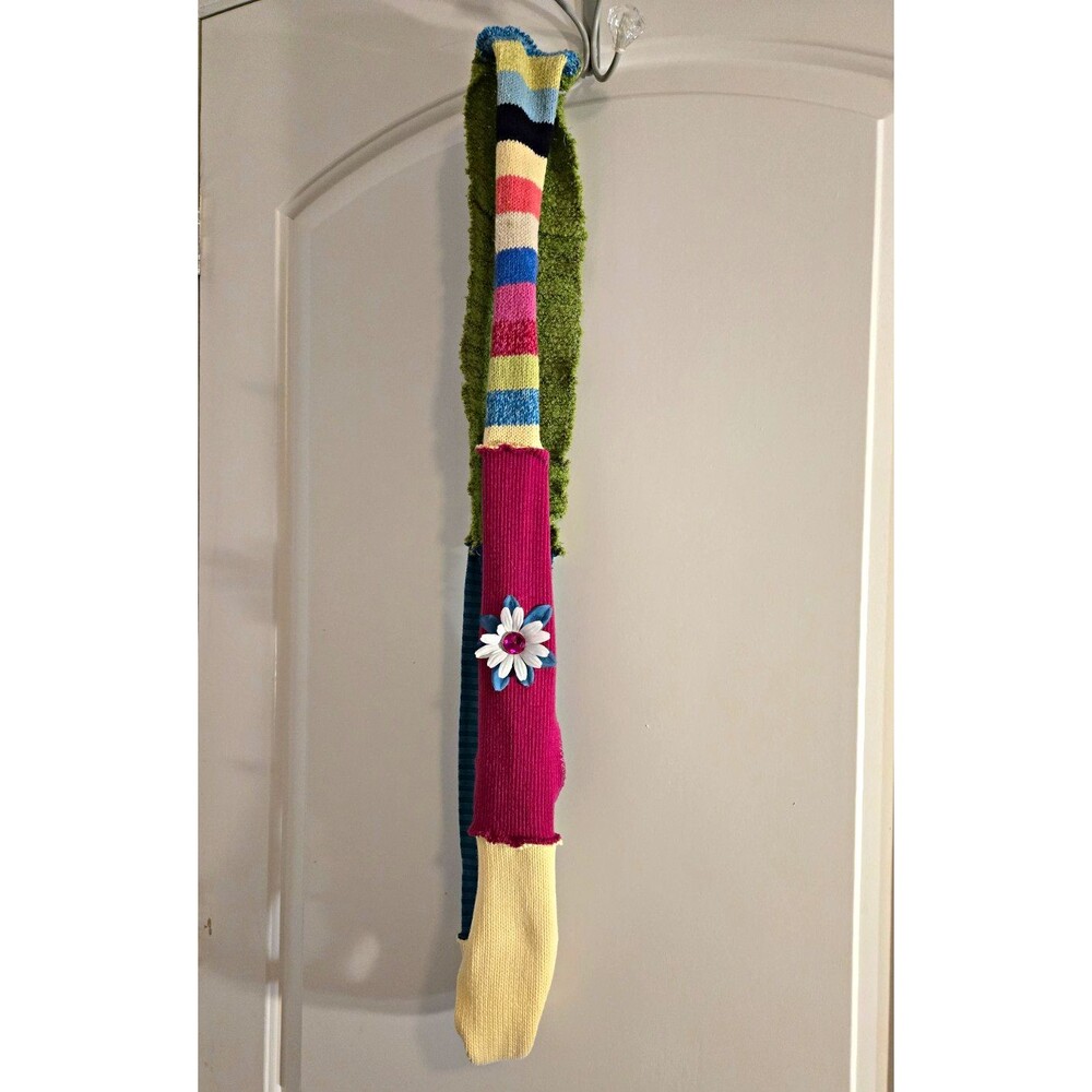 Multicolor Striped Fabric Stretch Headband for Women with Flower Accent